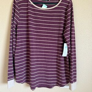 Pink Clover Plum and Cream Striped Top